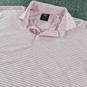 Donald Ross Sport Mens Pink White Striped Golf Polo Shirt Medium RN127277